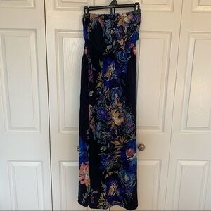 Xhilaration Navy Blue Floral Strapless Maxi Dress